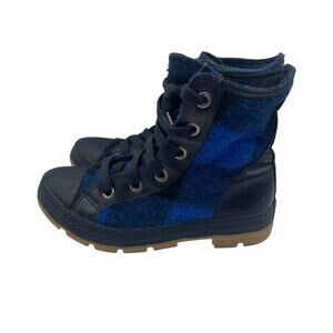 Converse All Stars x Woolrich Blue Plaid Boots Unisex Mens 5 Womens 6.5